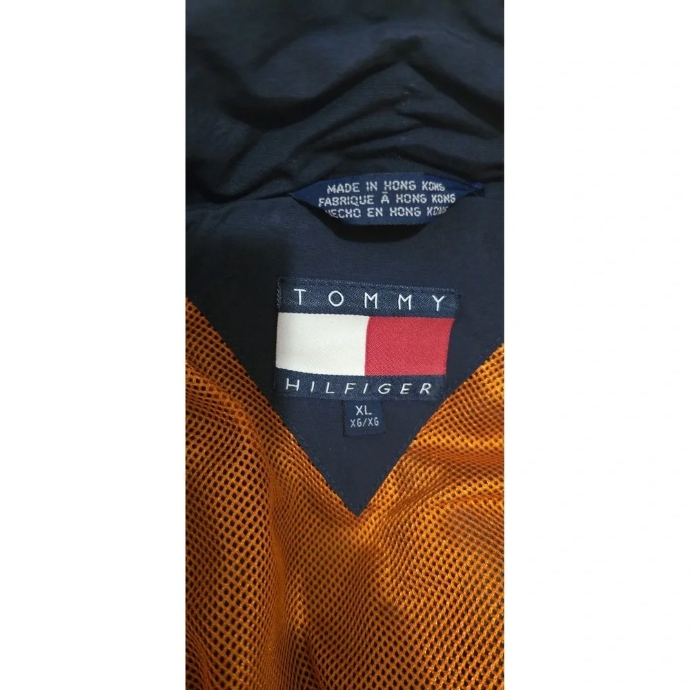 Vtg 90s Hilfiger Ski Jacket Boating Coat Yellow Hooded Sailing Parka Mens XL‎